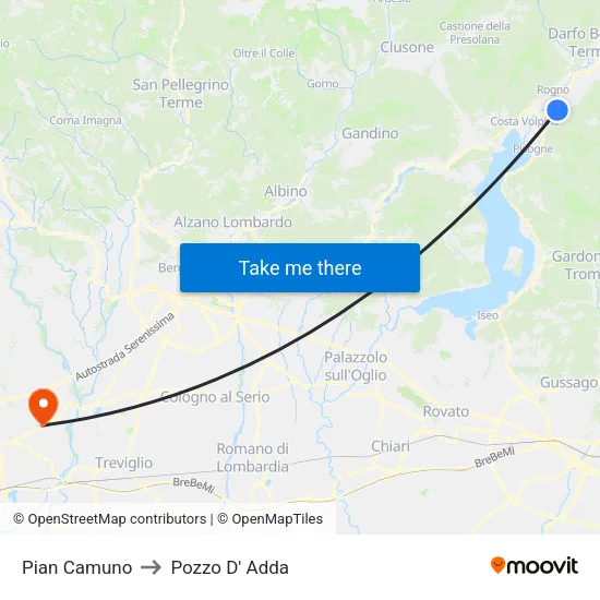 Pian Camuno to Pozzo D' Adda map