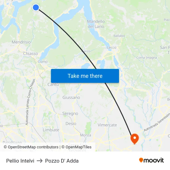 Pellio Intelvi to Pozzo D' Adda map