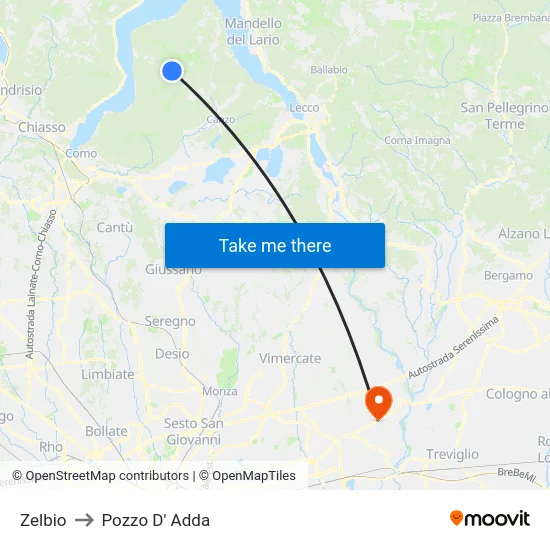 Zelbio to Pozzo D' Adda map