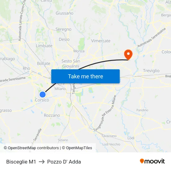 Bisceglie M1 to Pozzo D' Adda map