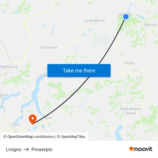 Livigno to Proserpio map