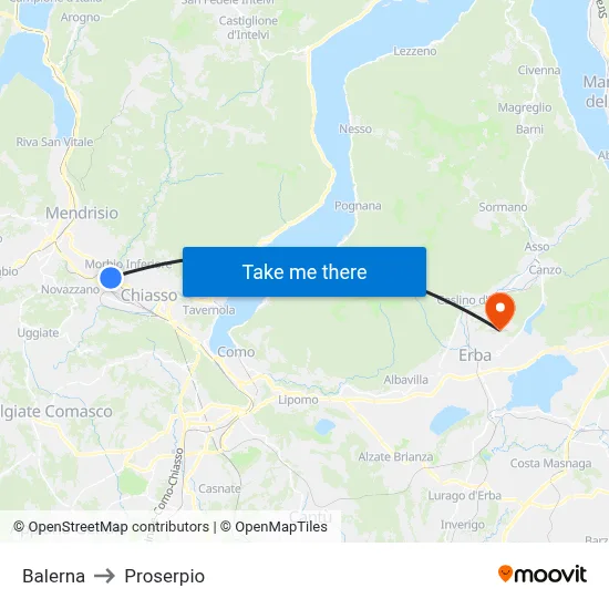 Balerna to Proserpio map