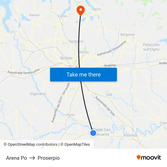 Arena Po to Proserpio map