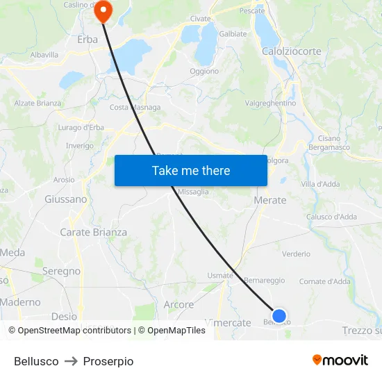 Bellusco to Proserpio map