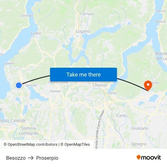 Besozzo to Proserpio map