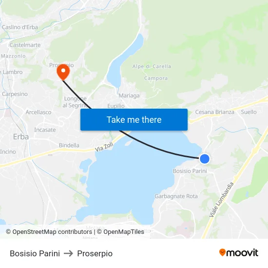 Bosisio Parini to Proserpio map