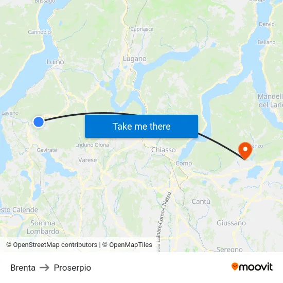 Brenta to Proserpio map