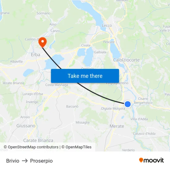 Brivio to Proserpio map