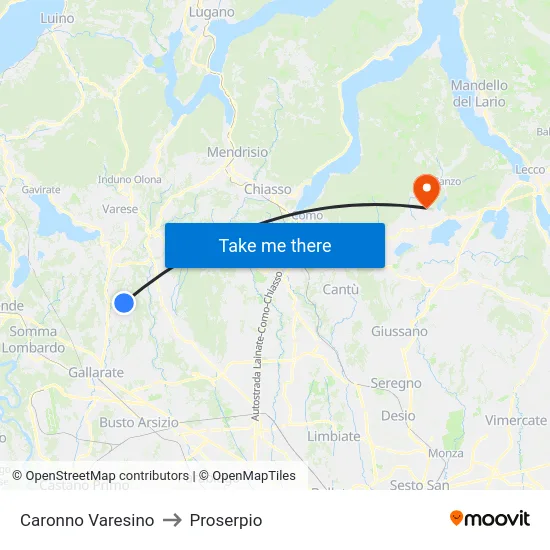 Caronno Varesino to Proserpio map