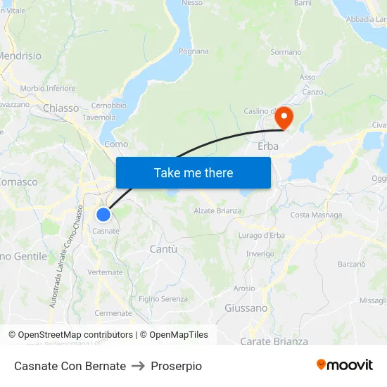 Casnate Con Bernate to Proserpio map