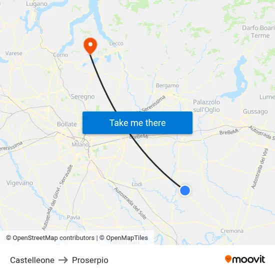 Castelleone to Proserpio map