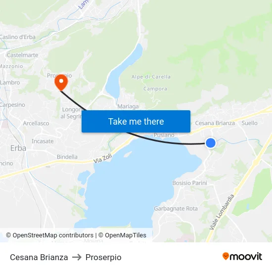 Cesana Brianza to Proserpio map