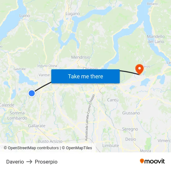 Daverio to Proserpio map