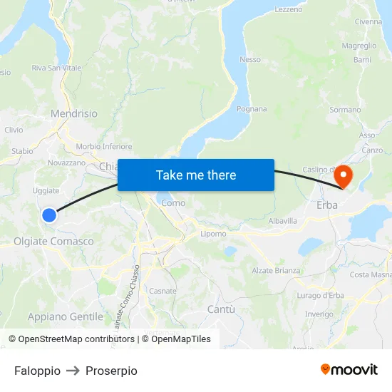 Faloppio to Proserpio map