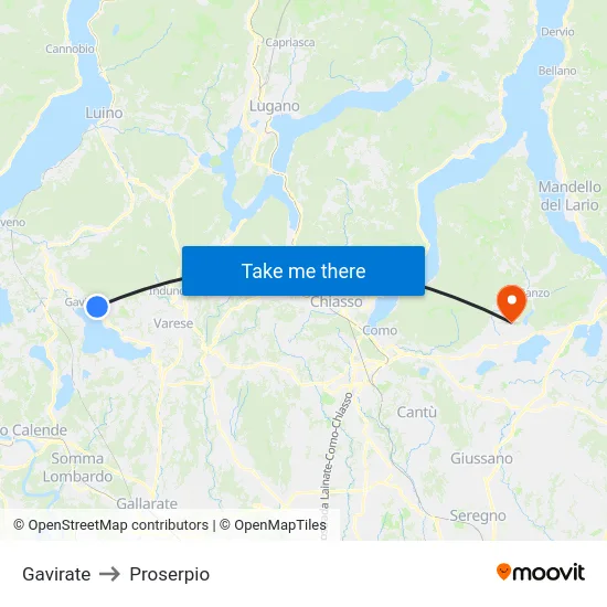 Gavirate to Proserpio map