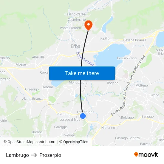 Lambrugo to Proserpio map