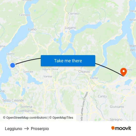 Leggiuno to Proserpio map