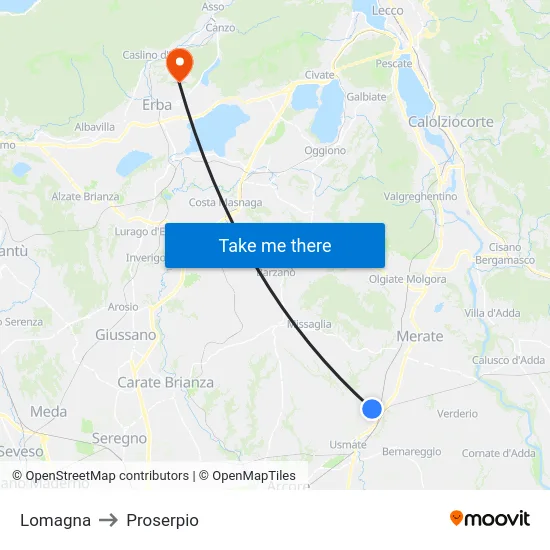 Lomagna to Proserpio map