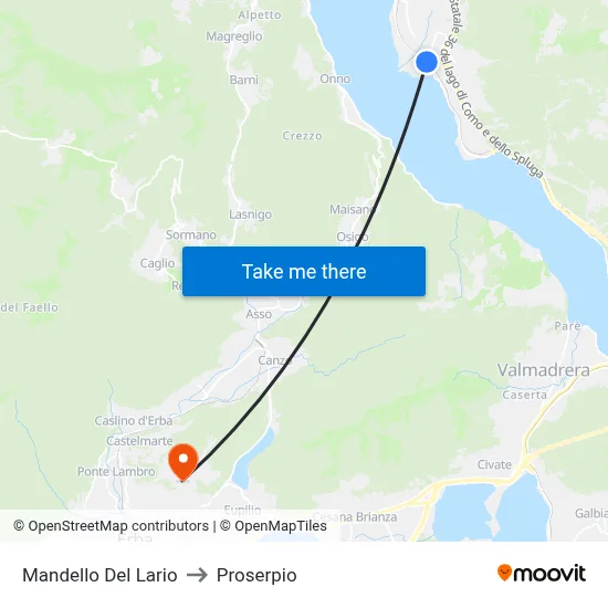 Mandello Del Lario to Proserpio map