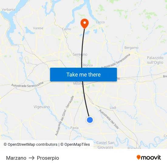 Marzano to Proserpio map