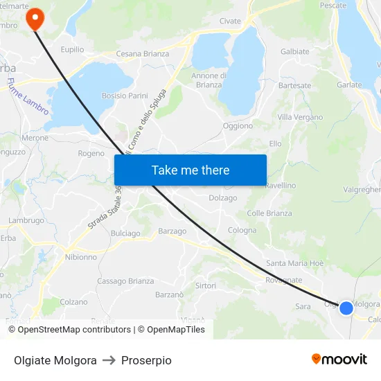 Olgiate Molgora to Proserpio map
