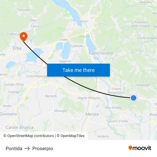 Pontida to Proserpio map