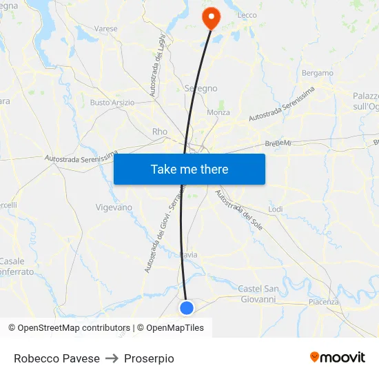 Robecco Pavese to Proserpio map