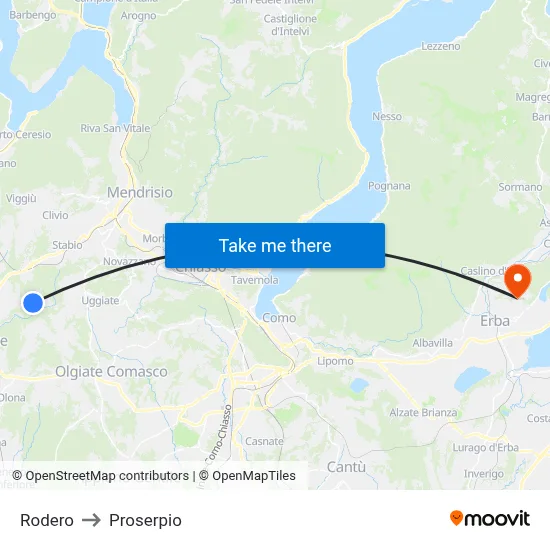 Rodero to Proserpio map