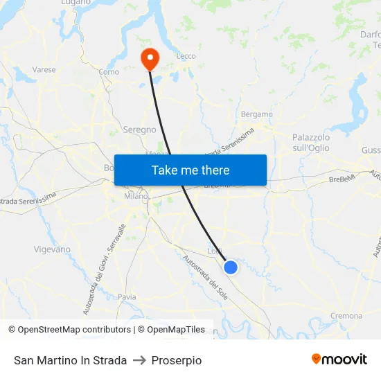 San Martino In Strada to Proserpio map