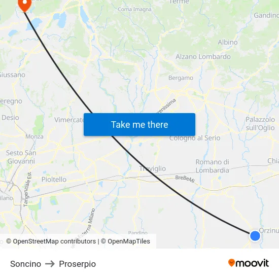 Soncino to Proserpio map