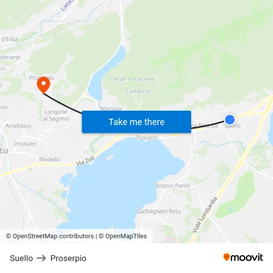 Suello to Proserpio map