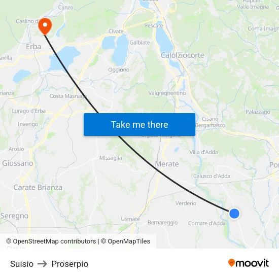Suisio to Proserpio map