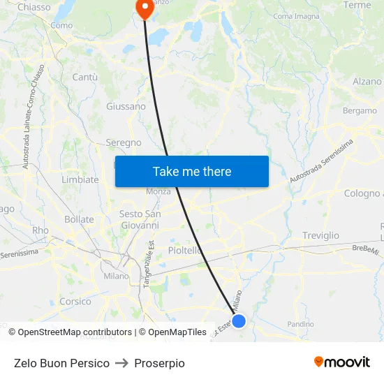 Zelo Buon Persico to Proserpio map