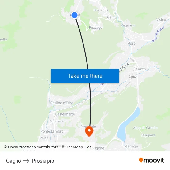 Caglio to Proserpio map