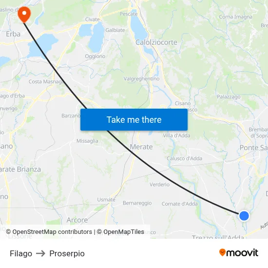 Filago to Proserpio map