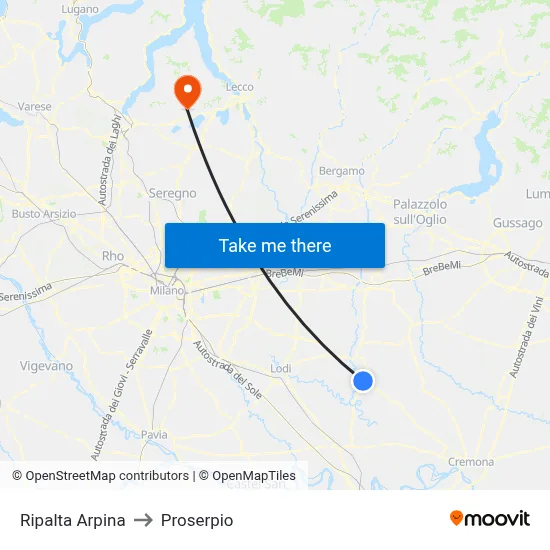 Ripalta Arpina to Proserpio map