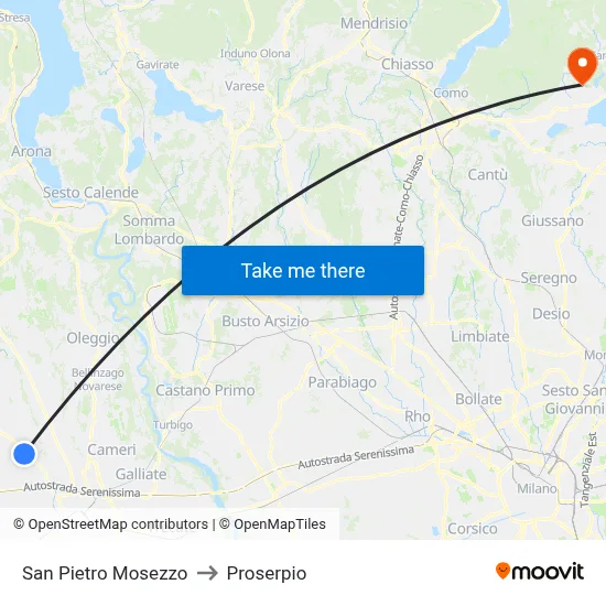 San Pietro Mosezzo to Proserpio map