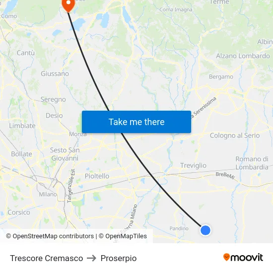 Trescore Cremasco to Proserpio map