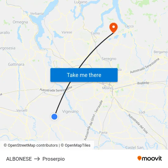 Albonese to Proserpio map