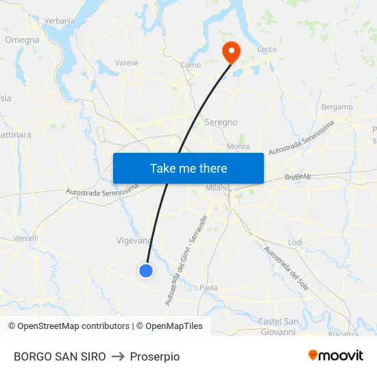 BORGO SAN SIRO to Proserpio map