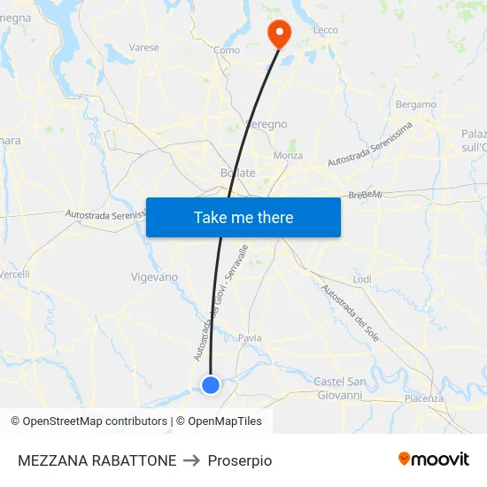 Mezzana Rabattone to Proserpio map