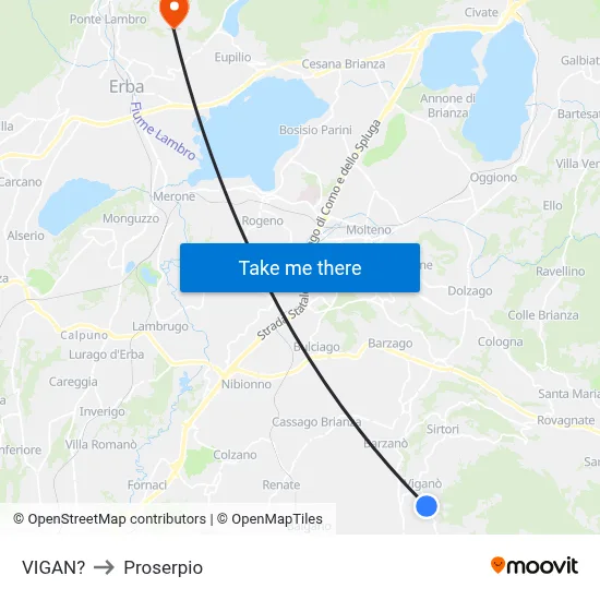 Vigano to Proserpio map