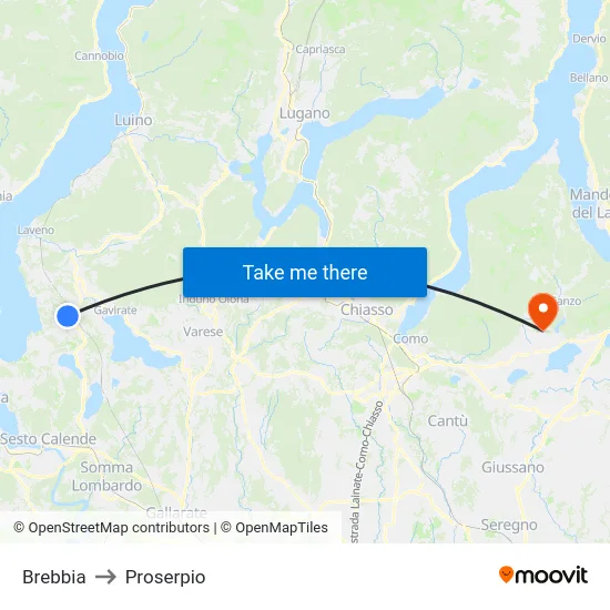 Brebbia to Proserpio map