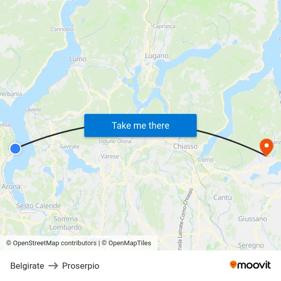 Belgirate to Proserpio map