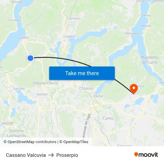 Cassano Valcuvia to Proserpio map