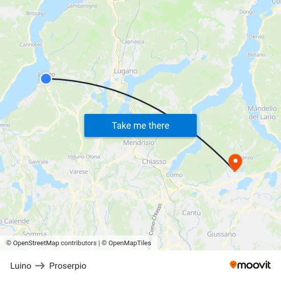 Luino to Proserpio map
