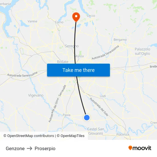 Genzone to Proserpio map