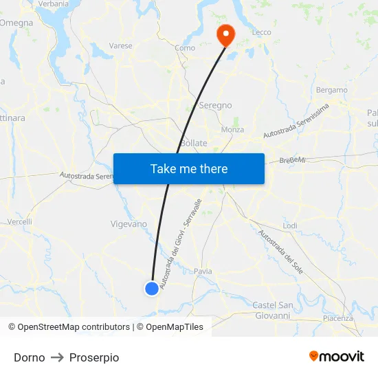 Dorno to Proserpio map