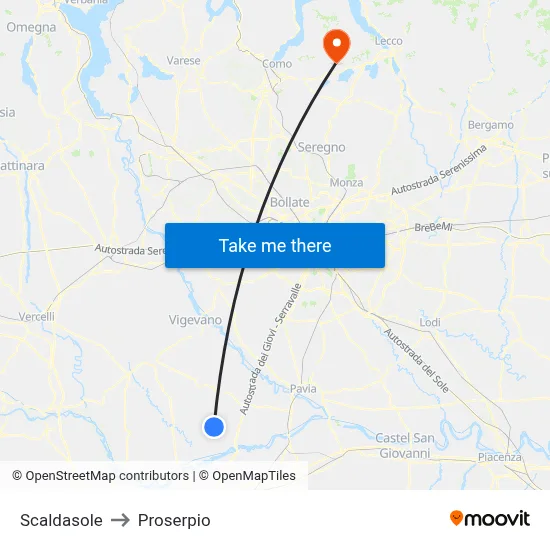 Scaldasole to Proserpio map