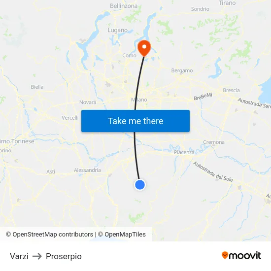 Varzi to Proserpio map